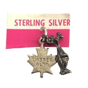 Vintage Bear Charm Jasper Alta Canada Silver NOS